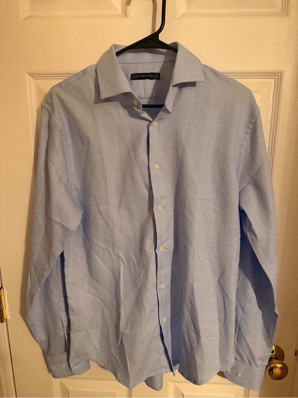 JB Britches Light Blue Dress Shirt with Spread Collar - Large